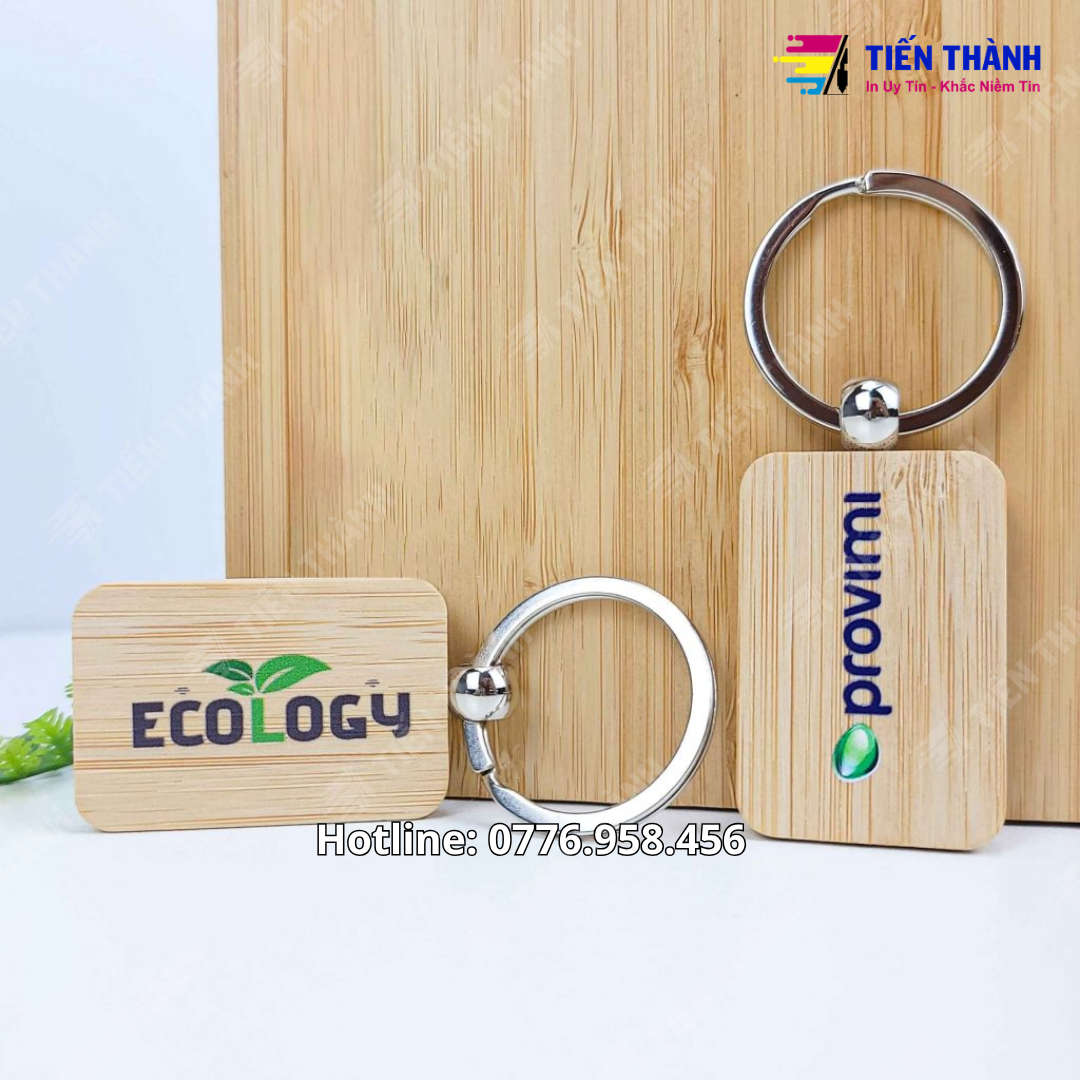 In UV Móc Khóa Gỗ Theo Yêu Cầu – In Logo, Hình Ảnh Sắc Nét
